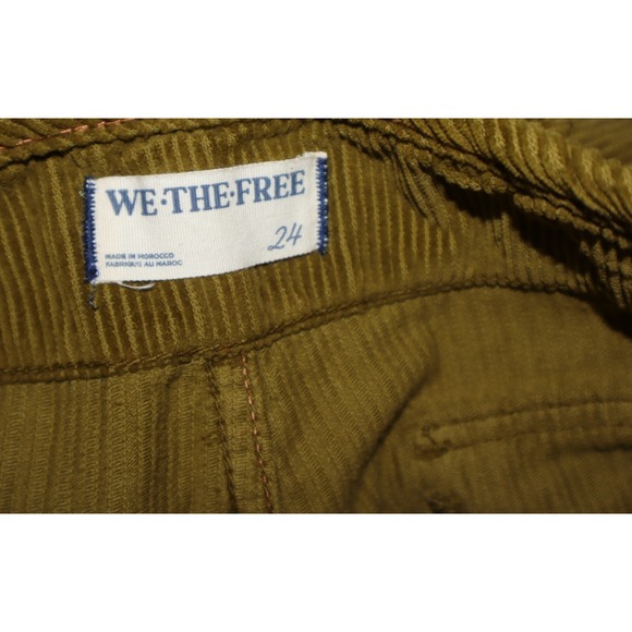 Free‎ People Pants Women 24 Green Harlow Wide Leg High Rise Ribbed Corduroy EUC - Picture 4 of 4